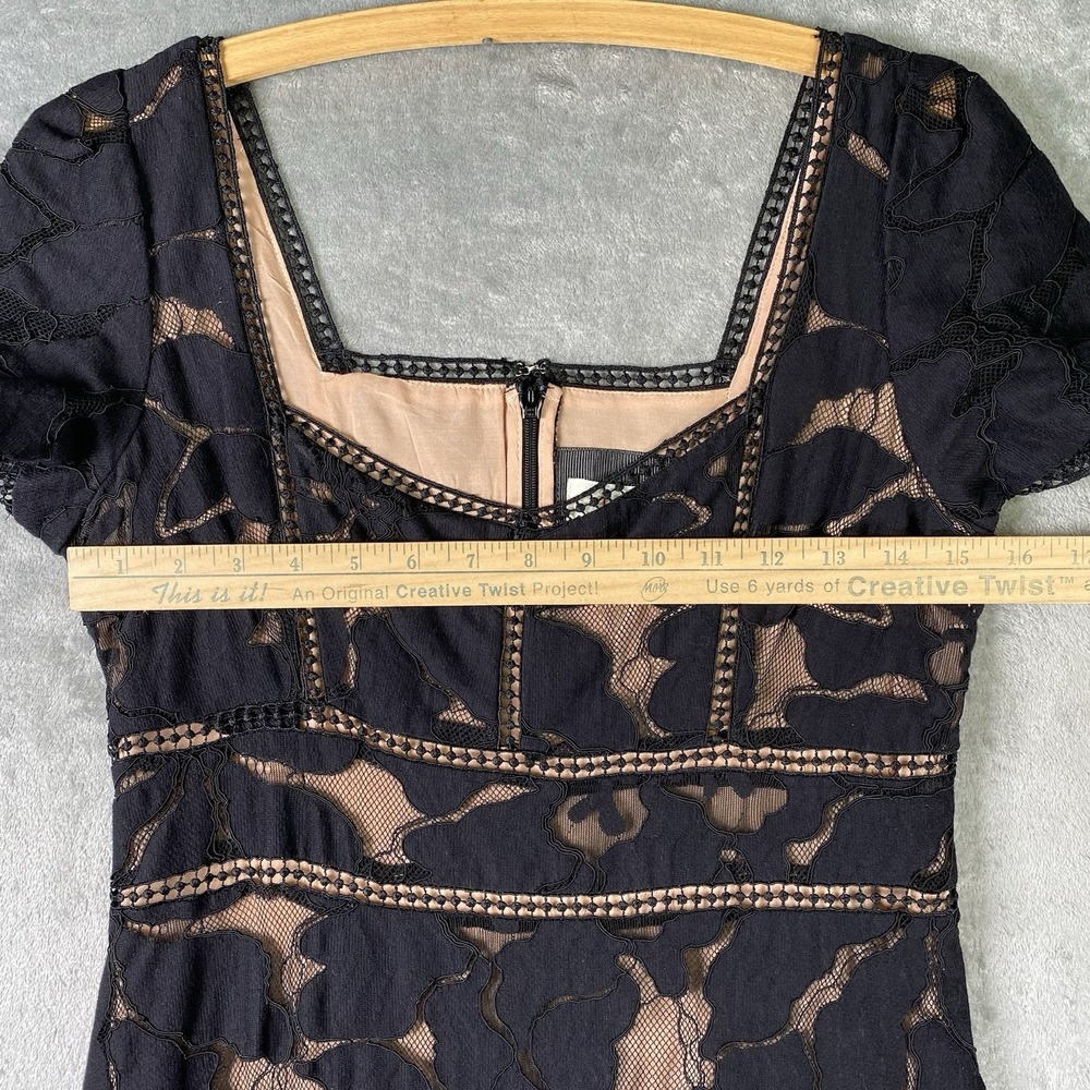 Anthropologie Dress Womens Sz 6 Black Slim Lace Maxi Floral Cocktail Evening - Picture 13 of 16